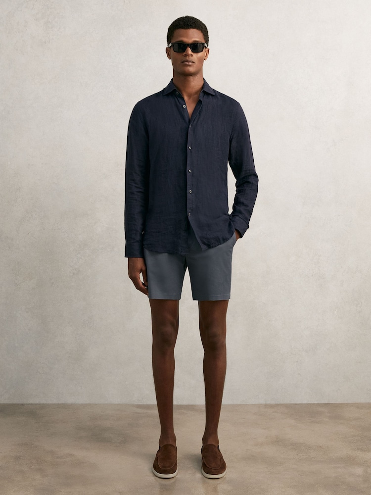 Reiss Airforce Blue Wicket S Short Length Casual Chino Shorts - Image 1 of 5 Reiss Airforce Blue Wicket S Short Length Casual Chino Shorts - Image 1 of 5