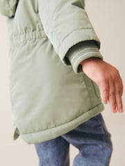 Sage Green Shower Resistant Faux Fur Trim Parka (3mths-7yrs) - Image 7 of 11