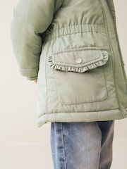 Sage Green Shower Resistant Faux Fur Trim Parka (3mths-7yrs) - Image 8 of 11