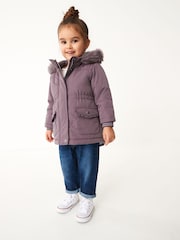Purple Shower Resistant Faux Fur Trim Parka (3mths-7yrs) - Image 1 of 10