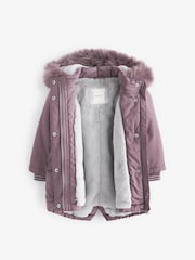 Purple Shower Resistant Faux Fur Trim Parka (3mths-7yrs) - Image 10 of 10