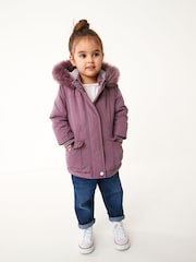 Purple Shower Resistant Faux Fur Trim Parka (3mths-7yrs) - Image 2 of 10