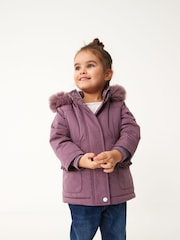 Purple Shower Resistant Faux Fur Trim Parka (3mths-7yrs) - Image 4 of 10