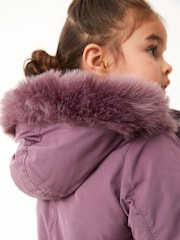 Purple Shower Resistant Faux Fur Trim Parka (3mths-7yrs) - Image 6 of 10