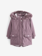Purple Shower Resistant Faux Fur Trim Parka (3mths-7yrs) - Image 8 of 10
