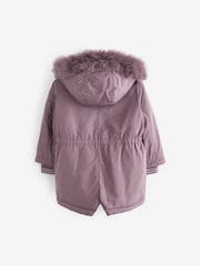 Purple Shower Resistant Faux Fur Trim Parka (3mths-7yrs) - Image 9 of 10