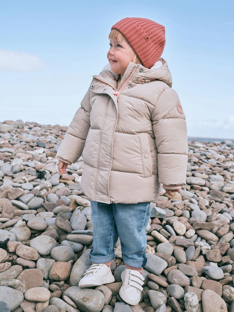 Neutral Shower Resistant Padded Coat (3mths-7yrs) - Image 1 of 8 Neutral Shower Resistant Padded Coat (3mths-7yrs) - Image 1 of 8
