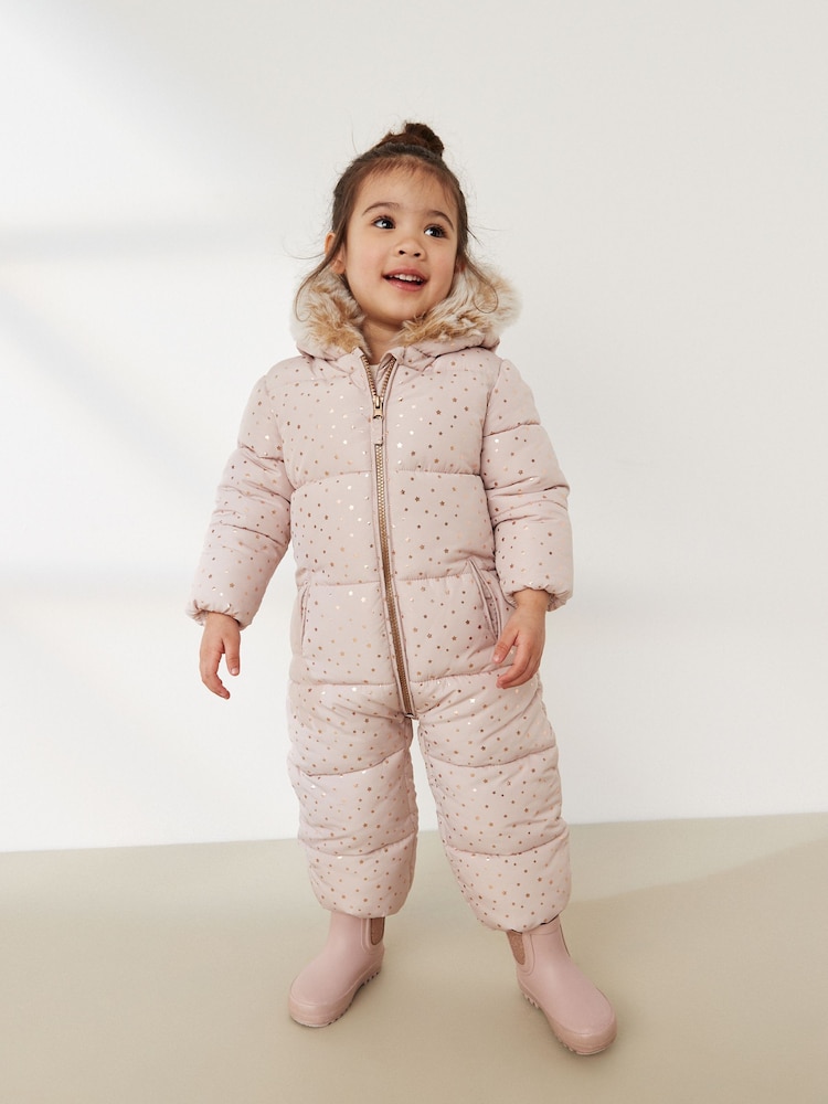 Pink Foil Star Shower Resistant Printed Snowsuit (3mths-7yrs) - Image 1 of 7