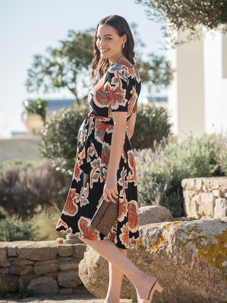 Seraphine Mock Wrap Front A-Line Maternity Dress - Image 2 of 6