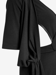 Seraphine Mock Wrap Front Black A-Line Maternity Dress - Image 8 of 8