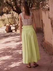 Yellow Elasticated Waist Midi Skirt - Image 3 of 5