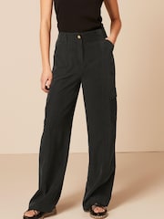 Black Tailored Utility Cargo Straight Trousers - Image 2 of 5