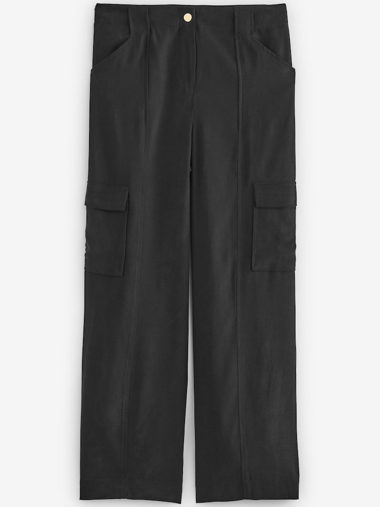 Black Tailored Utility Cargo Straight Trousers - Image 5 of 5