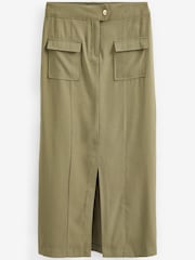 Green Tailored Utility Detail Midi Skirt - Image 5 of 5