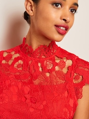Red Lace Mini Shift Dress - Image 5 of 6
