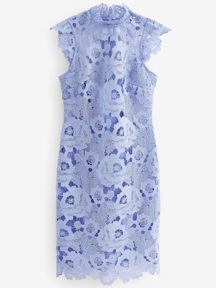 Blue Lace Mini Shift Dress - Image 5 of 5