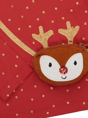 M&Co Weihnachts-T-Shirt mit Rentier und Taschendesign, Rot - Bild 3 von 3