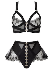 Ann Summers Black The Extrovert Mesh Bra & Thong Set - Image 4 of 4