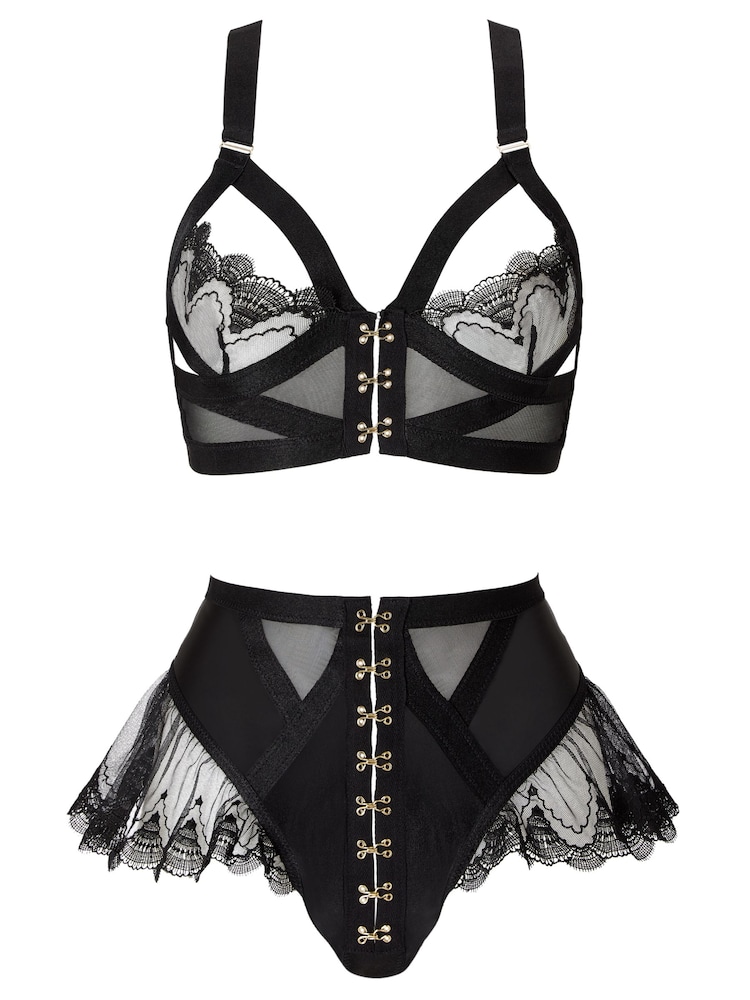 Ann Summers Black The Extrovert Mesh Bra & Thong Set - Image 4 of 4