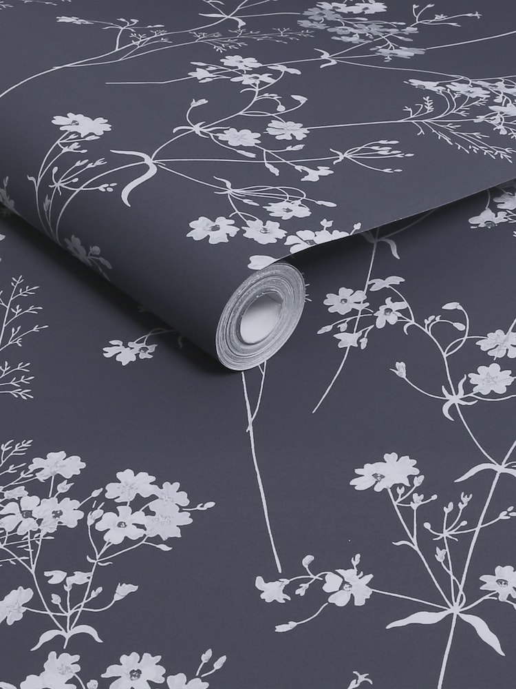 Navy Blue Leaf 10M Wallpaper Wallpaper - Image 4 of 4