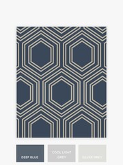 Navy Blue Honeycomb Geo 10M Wallpaper - Image 2 of 4