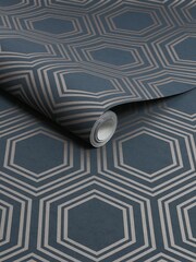 Navy Blue Honeycomb Geo 10M Wallpaper - Image 4 of 4