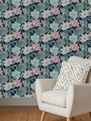 Papel pintado de 10 metros con diseño de flores a medianoche - Imagen 1 de 4