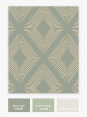 Sage Green Deco Triangle 10M Wallpaper - Image 2 of 4
