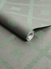Sage Green Deco Triangle 10M Wallpaper - Image 4 of 4