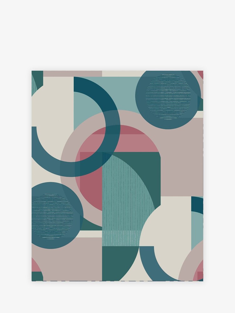 Teal Blue Retro Shapes Geo 10M Wallpaper - Image 2 of 4