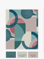 Teal Blue Retro Shapes Geo 10M Wallpaper - Image 3 of 4