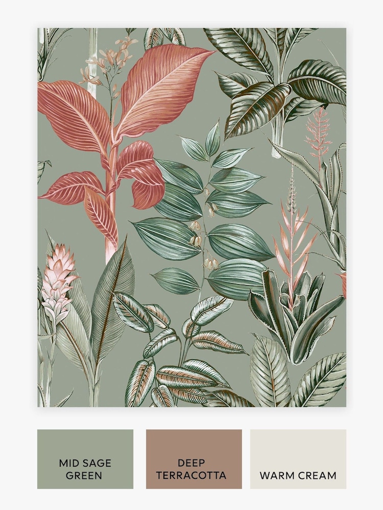 Papel pintado de 10 metros con diseño de hojas - Imagen 2 de 4