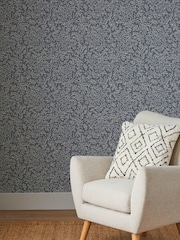 Navy Blue Ditsy Leaf 10M Wallpaper - Image 1 of 4