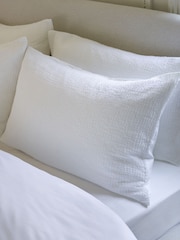 Jasper Conran White Soft Textured Double Weave 100% Cotton Pillowcase - Image 3 of 5