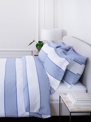 Jasper Conran London Blue Woven Pinstripe Oxford 100% Cotton Pillowcase - Image 1 of 5