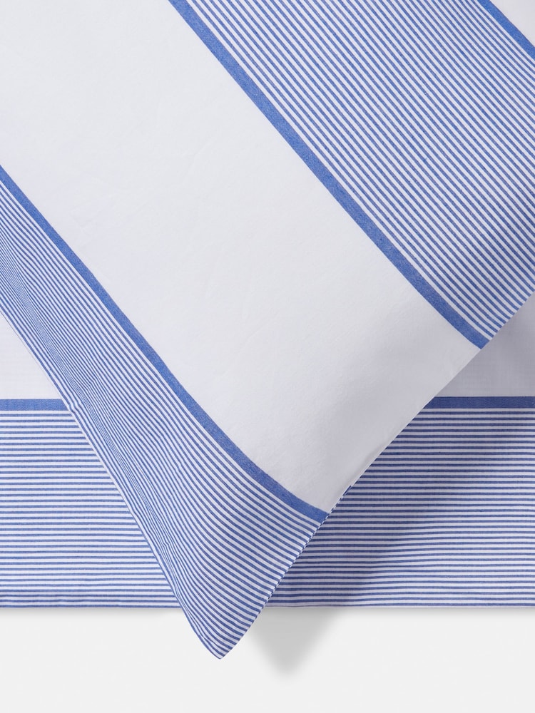 Jasper Conran London Blue Woven Pinstripe Oxford 100% Cotton Pillowcase - Image 5 of 5