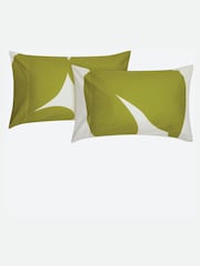 Jasper Conran Set of 2 Green 300 Thread Count Satin Weave 100% Cotton Pillowcases - Image 4 of 4