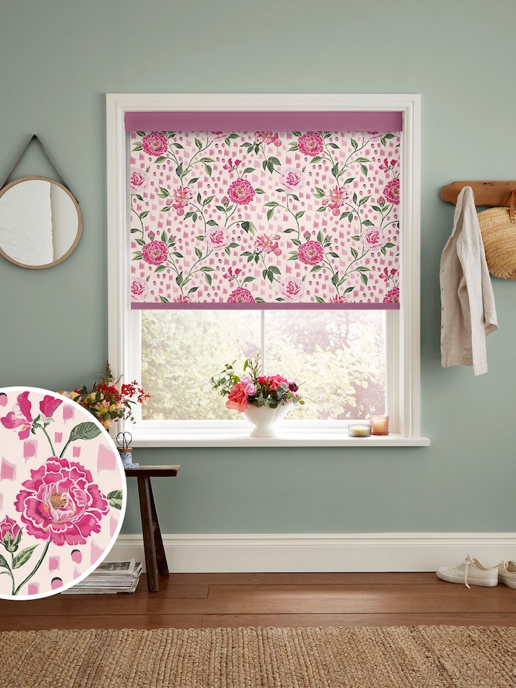 Cath Kidston Pink Tea Rose Made To Measure Roller Blinds - Image 1 of 6