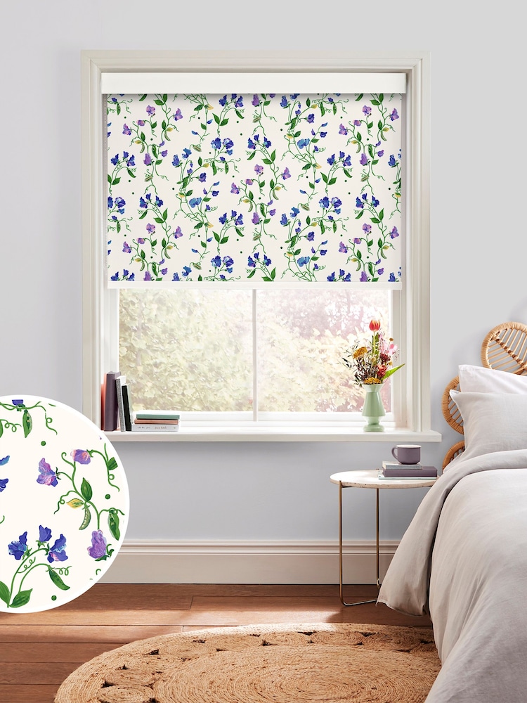 Cath Kidston Purple Sweet Pea Made To Measure Roller Blinds - Image 1 of 6