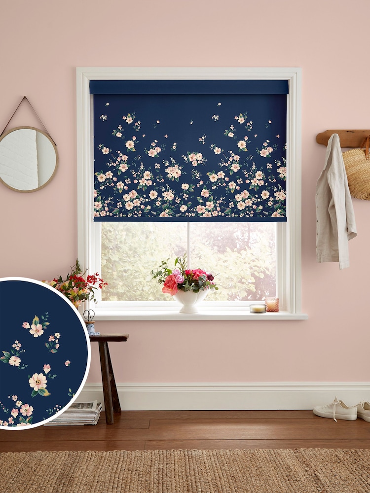 Cath Kidston Blue Spitalfields Border Made To Measure Roller Blinds - Image 1 of 6