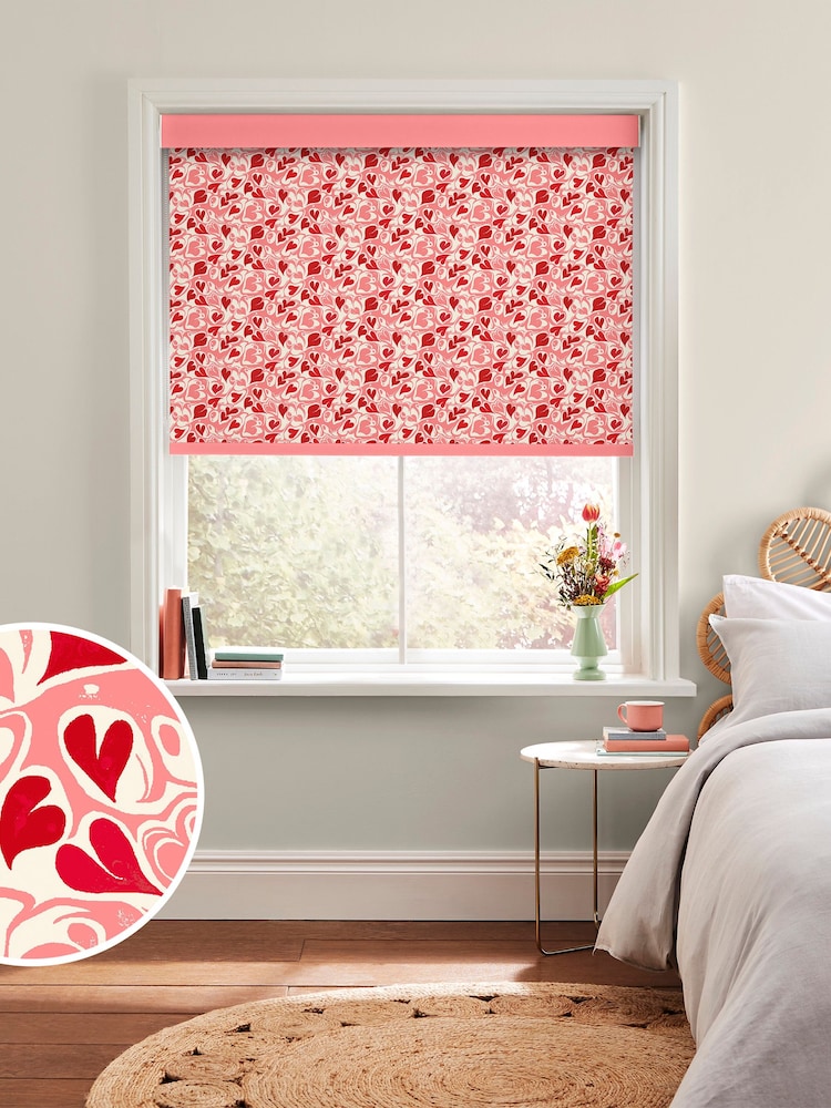 Cath Kidston Red Marble Hearts Made to Measure Roller Blinds - Image 1 of 6