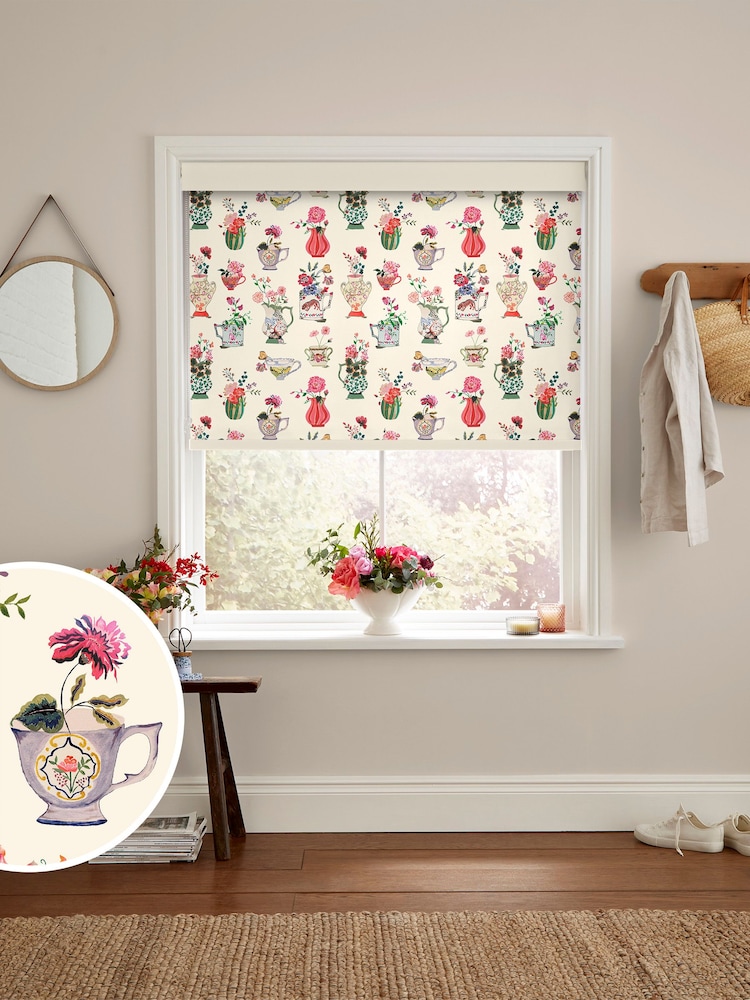 Cath Kidston Cream Cups And Vases Made To Measure Roller Blinds - Image 1 of 6
