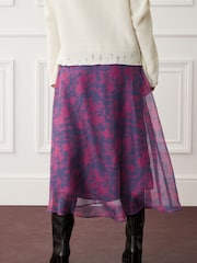 Purple/Pink Smudge Print Sheer Midi Skirt - Image 3 of 5
