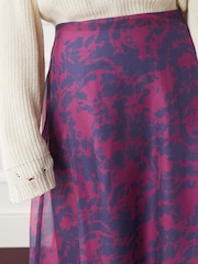 Purple/Pink Smudge Print Sheer Midi Skirt - Image 4 of 5