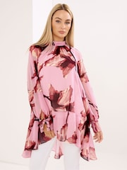 Star by Julien MacDonald Pink Dipped Hem Tunic Top - Image 1 of 5