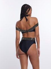 River Island Black Off Shoulder Elastic Bandeau Bikini Top - Image 2 of 5