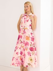 Star by Julien MacDonald Pink Floral Sleeveless Shirt Dress - Image 2 of 5