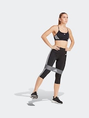adidas Black Train Essentials 3-Stripes High Waisted 3/4 Leggings - Image 4 of 7
