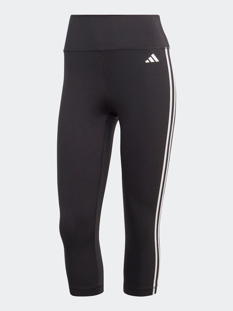 adidas Black Train Essentials 3-Stripes High Waisted 3/4 Leggings - Image 7 of 7