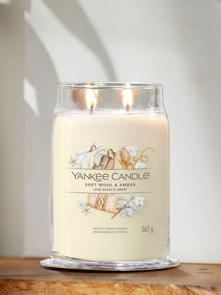Yankee Candle Signature Large Jar Scented Candle, Soft Wool Amber - Image 1 of 2